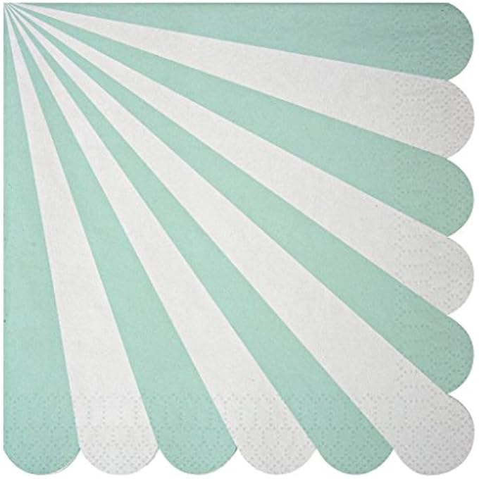 TOOT SWEET AQUA STRIPE LARGE NAPKINSBLUE & WHITE PARTY PAPER NAPKINS WITH SCALLOP EDGE, BIRTHDAY & BABY SHOWER TABLE DCOR, PACK OF 20 - Image 1